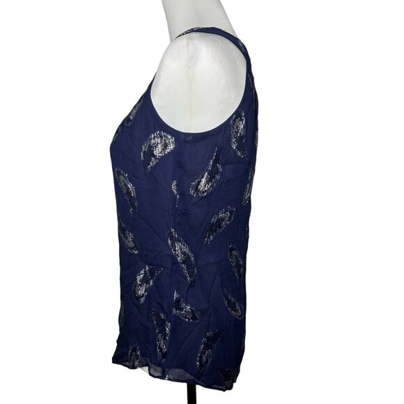 White House Black market sleeveless top navy blue and silver extra small - Picture 2 of 3